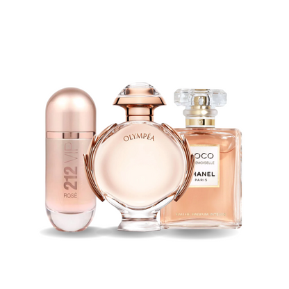 Combo de 3 Parfums - 212 VIP Rosé de Carolina Herrera, Olympéa de Paco Rabanne et Coco Mademoiselle de Chanel [100 ml chacun]