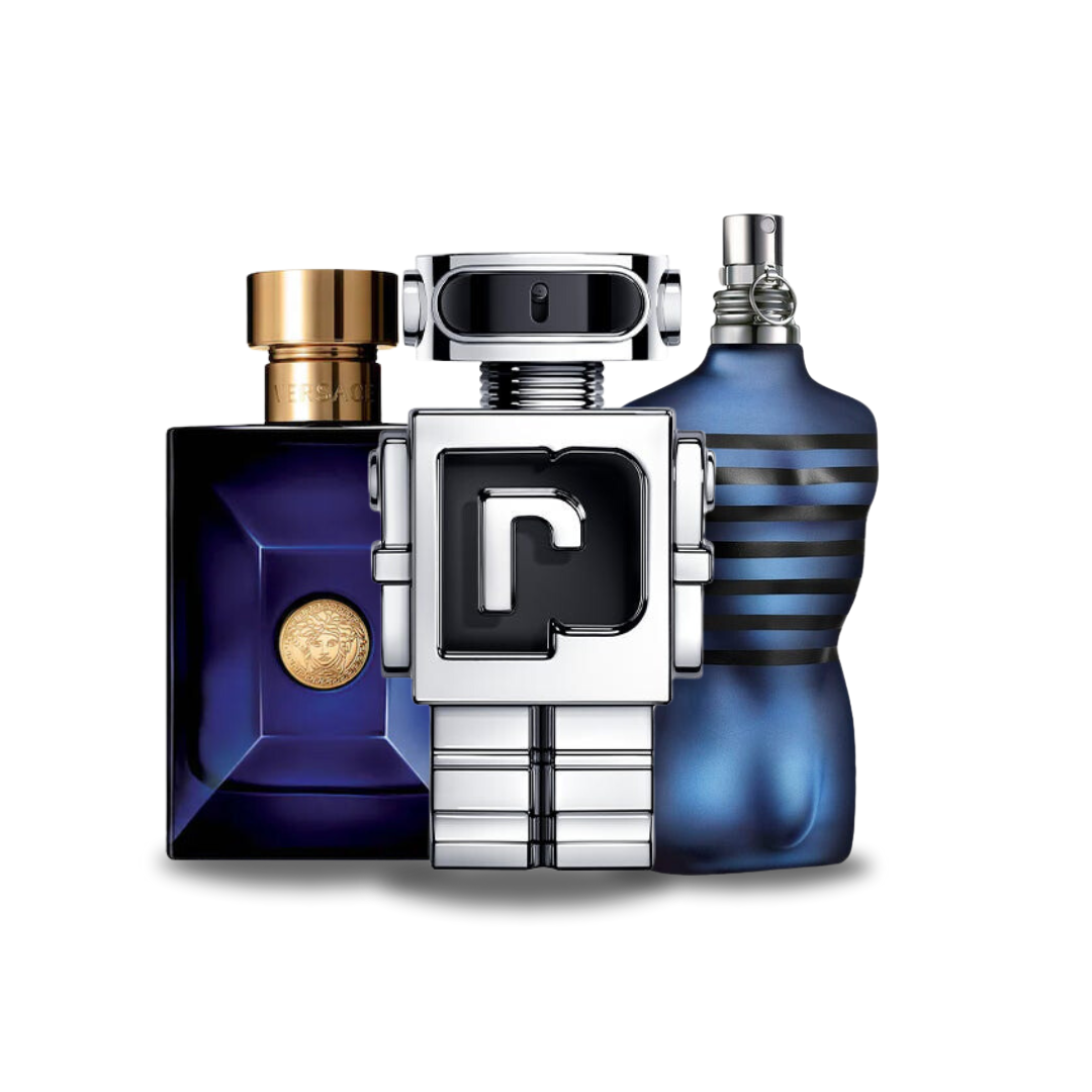 Combo de 3 Parfums - Dylan Blue de Versace, Phantom de Paco Rabanne et Ultra Male de Jean Paul Gaultier [100 ml chacun]